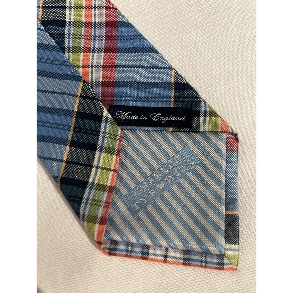 Charles Tyrwhitt Multi Colour Check Plaid Cotton Silk Cotton Blend Tie Necktie